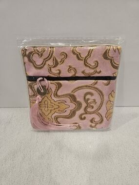 Pink and Gold Brocade Tassel Cosmetic/Coin Pouch